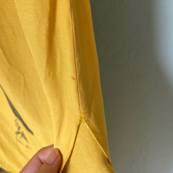 vintage betsey johnson pin up yellow high side slit dress button up stand collar - Picture 5 of 8